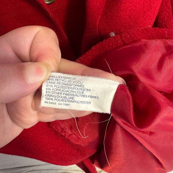 Gap Jacket Size M Red Wool Blend Long Sleeve Button Front  Pockets Warm Winter - Picture 7 of 12
